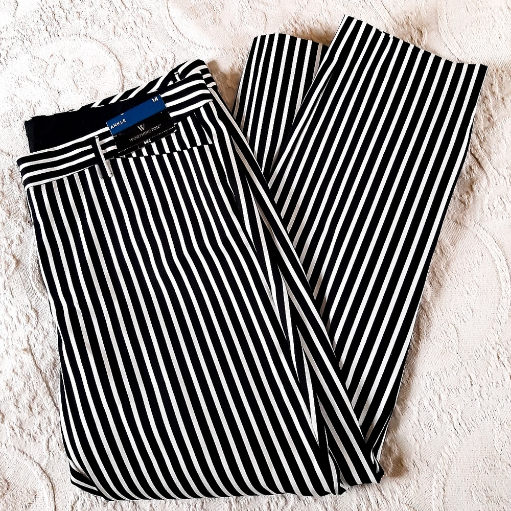 JC Penny Worthington Evie Stripe Ankle Pants